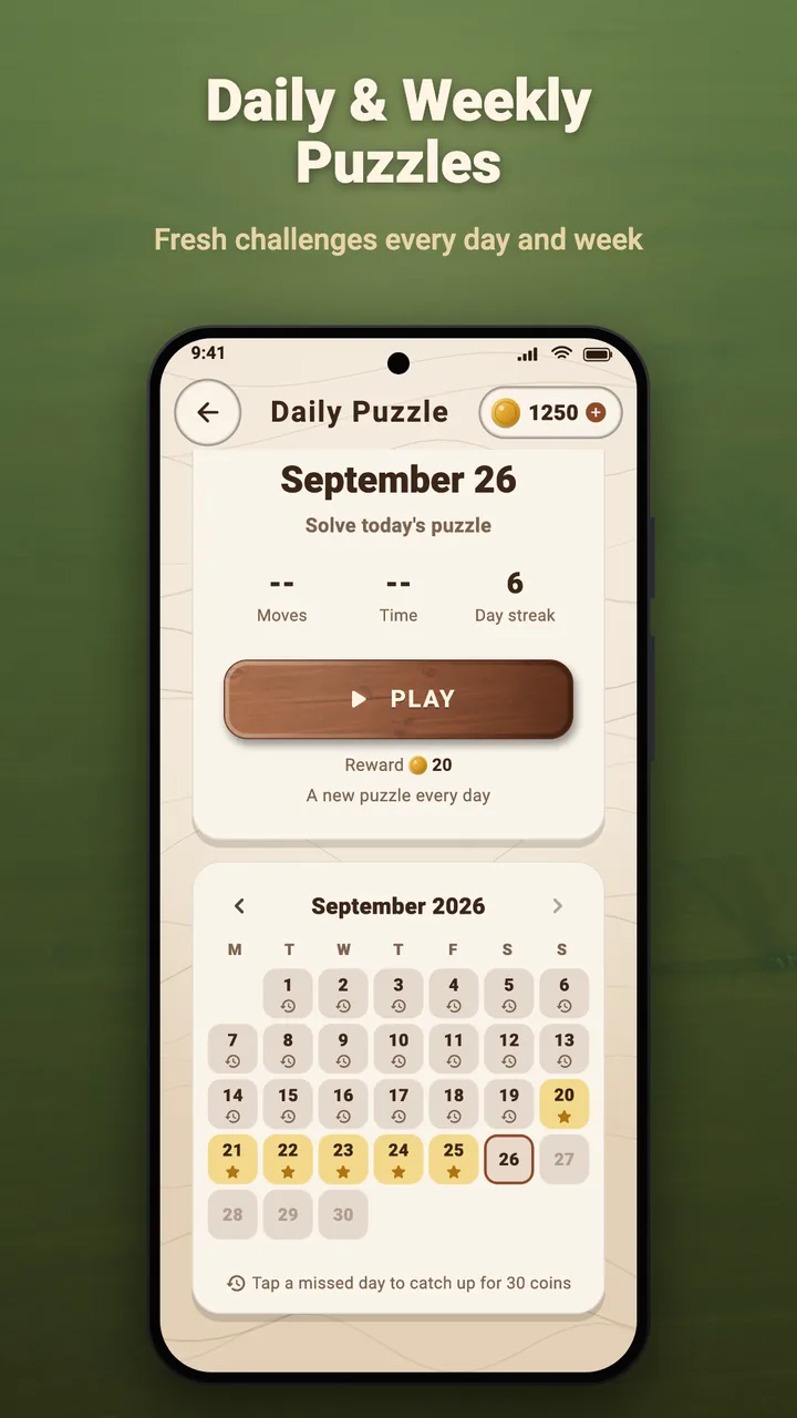 Daily puzzle with a monthly calendar